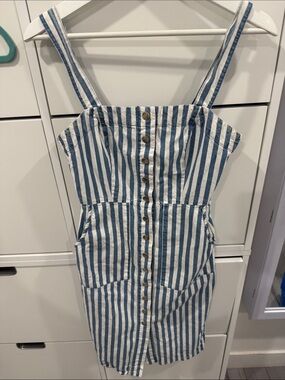 Midi Dress Blue And White Striped Dress Forever 21 Forever 21 Dresses Light  Blue Wrap Dress With Short Sleeves